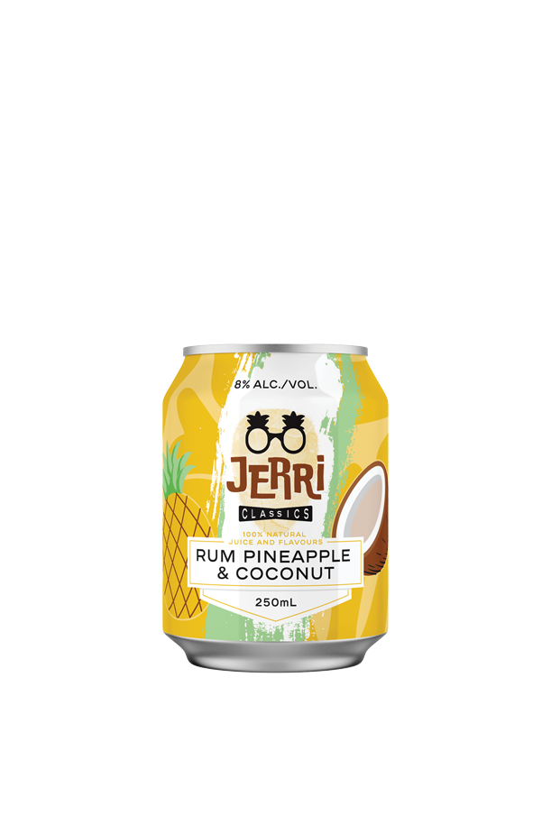 Can of Jerri Classics Rum Pineapple & Coconut on a white background